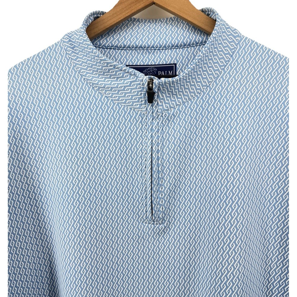 USA Palm Mens XXL 1/4 Zip Golf Pullover Light Blue Geometric Performance - Picture 8 of 12